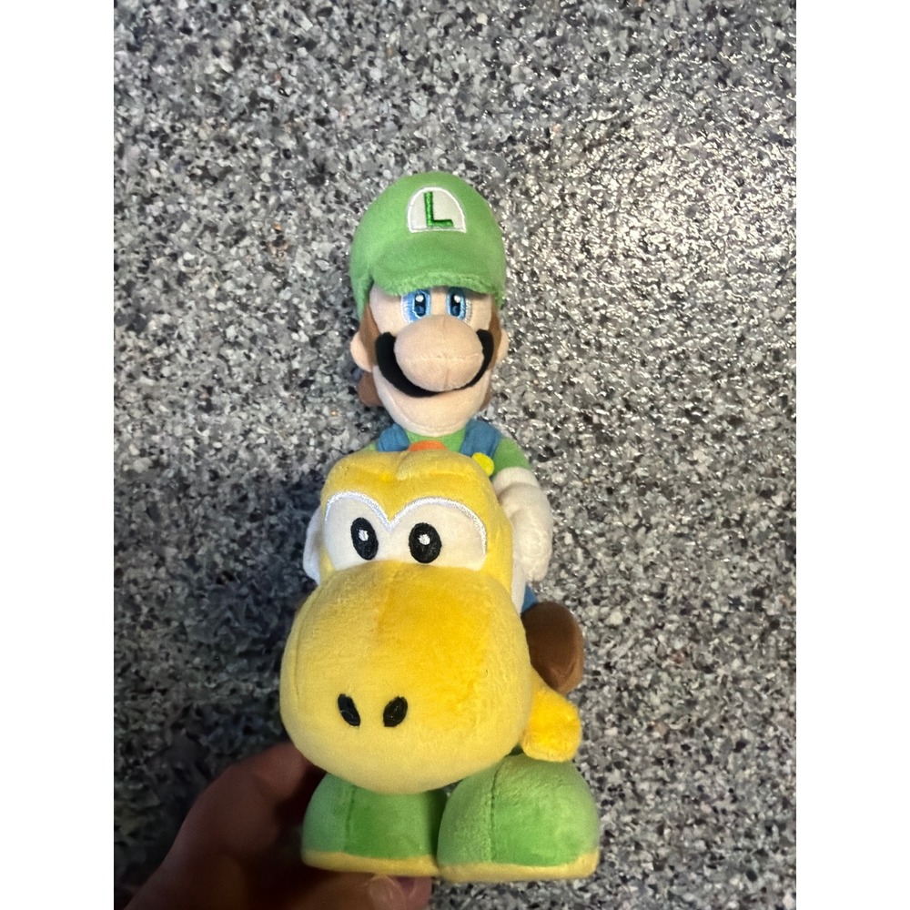 Nintendo Super Mario Luigi Riding Yellow Yoshi Plush Little Buddy 2012 8.5 Inch